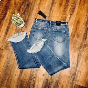 C'Est Toi Raw hem Straight Leg Denim capri sz 0